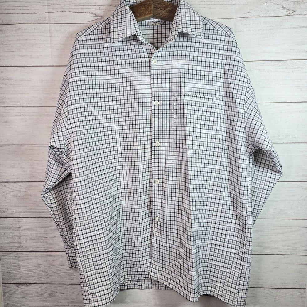 Vintage CalTop Shirt Mens Sz XL Plaid Button Long Sleeve Flaw